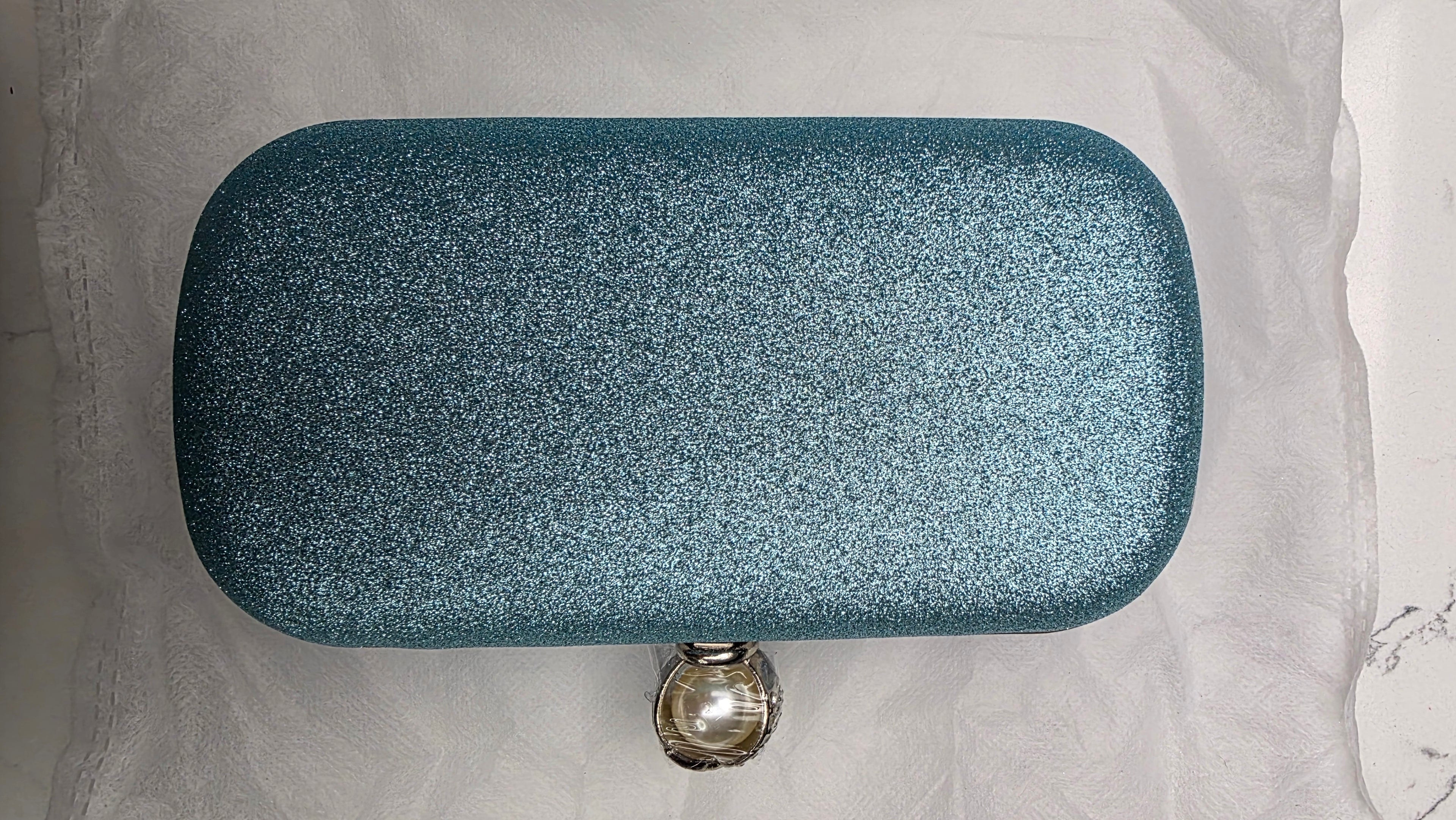 Personalised Mrs Blue Pearl Clutch Bag – Luxury Bridal Wedding Handbag | Pre-Order
