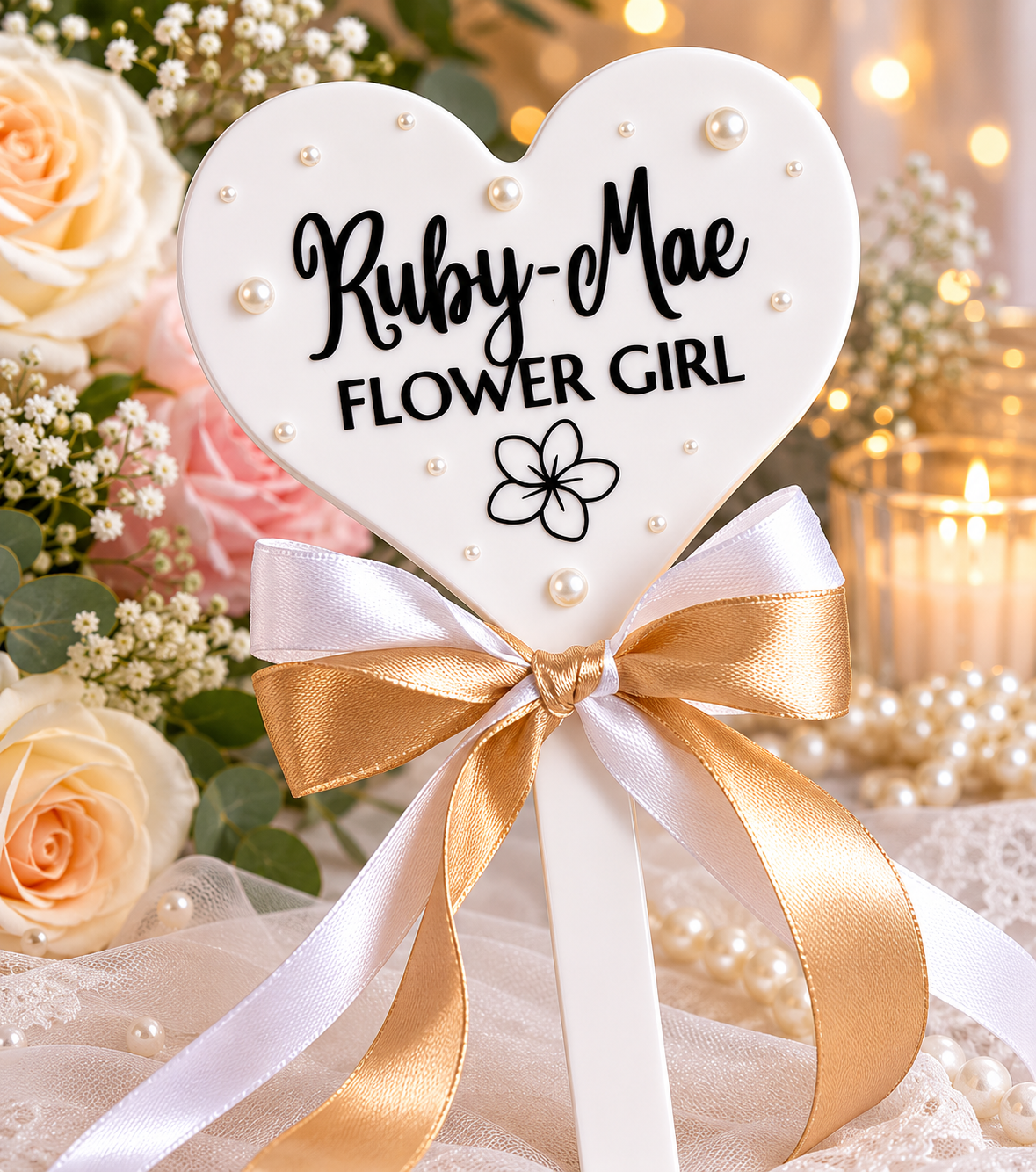 Personalised Flower Girl Heart Wand – Custom Wedding Wand Gift | Pre-Order