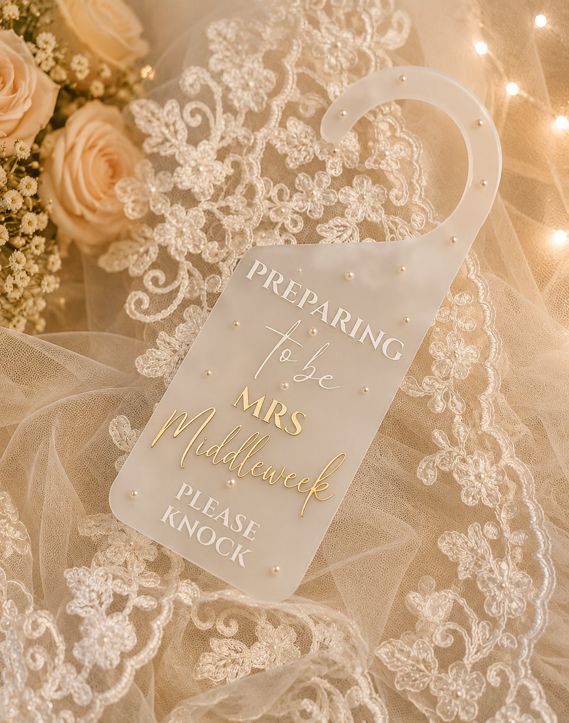 Personalised Bridal Door Hanger – Preparing To Be Mrs Wedding Door Sign | Pre-Order