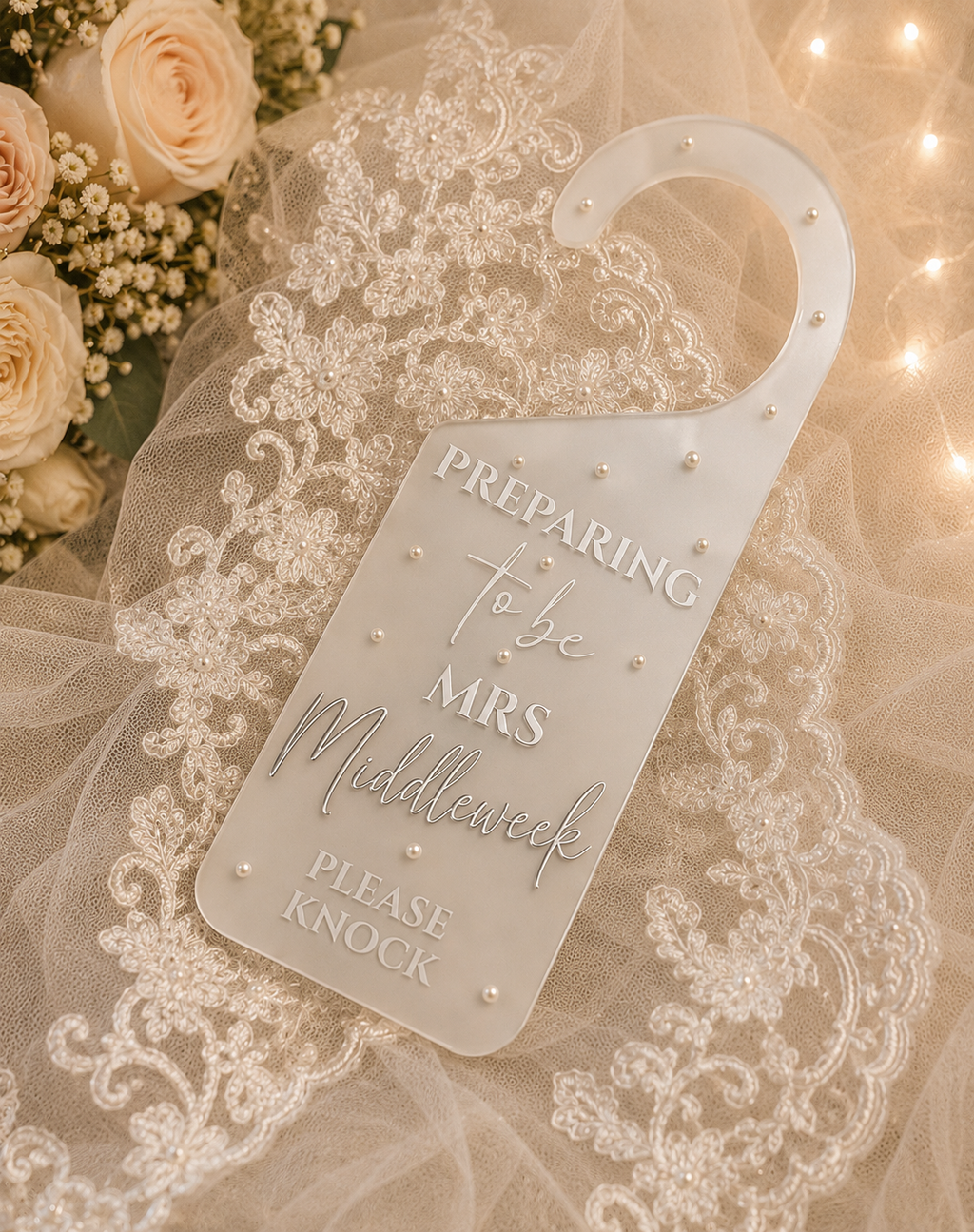 Personalised Bridal Door Hanger – Preparing To Be Mrs Wedding Door Sign | Pre-Order