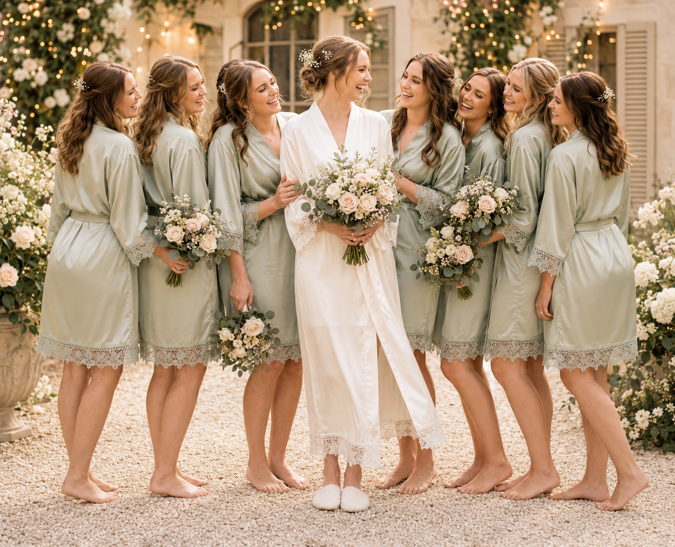 Personalised Bridal Party Satin Robes – Bride & Bridesmaid Wedding Robes | Pre-Order