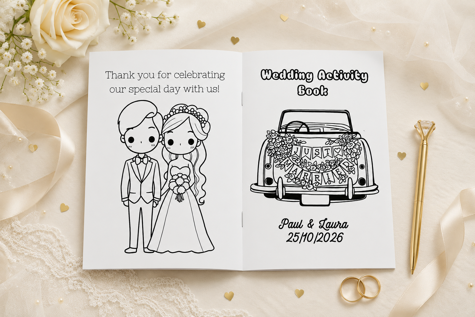 Personalised Wedding Activity Book for Children – Kids Wedding Entertainment Pack