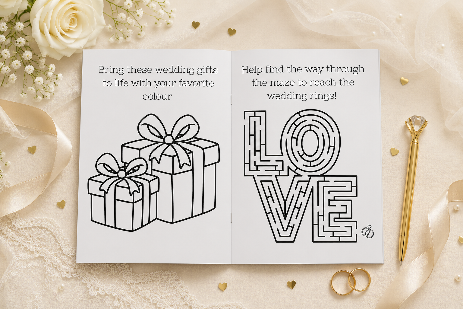 Personalised Wedding Activity Book for Children – Kids Wedding Entertainment Pack