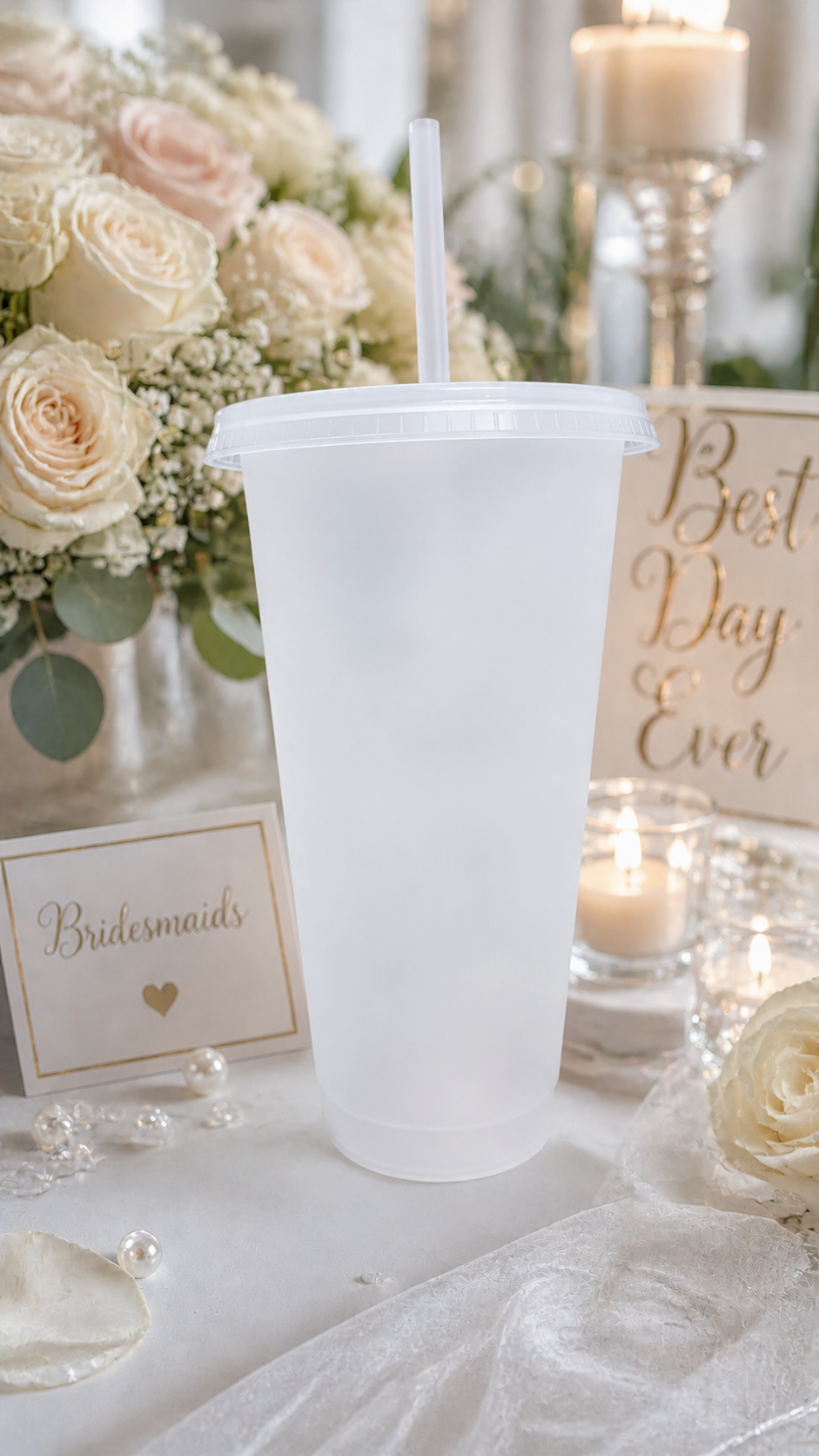 Personalised Mrs Frosted Tumbler Cup – Luxury Bridal Wedding Cup