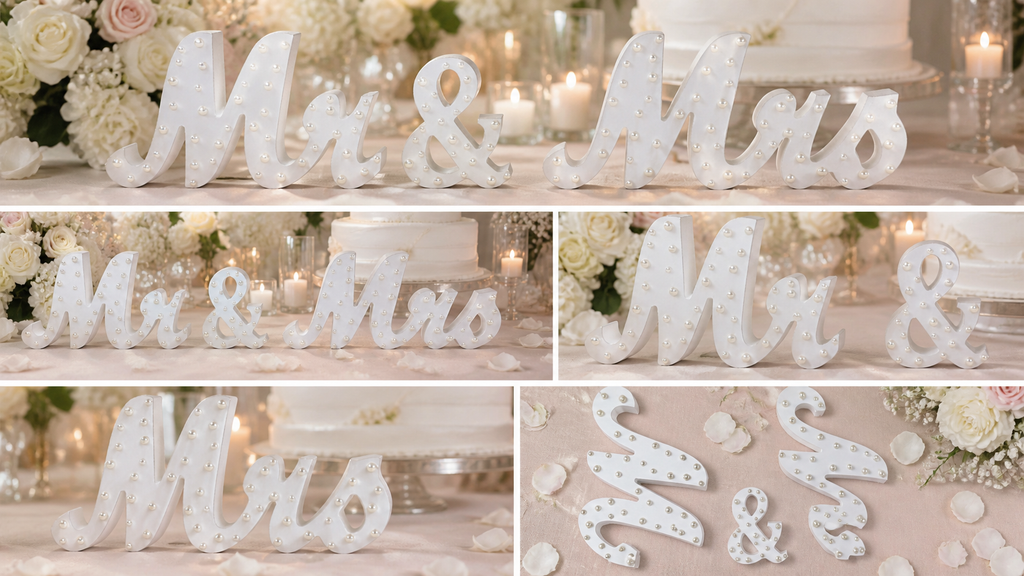 Mr & Mrs Pearl Wedding Sign – Luxury Top Table Wedding Decor