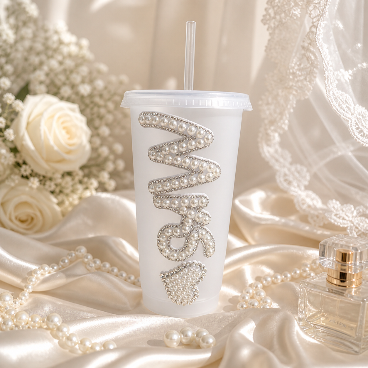 Personalised Mrs Frosted Tumbler Cup – Luxury Bridal Wedding Cup