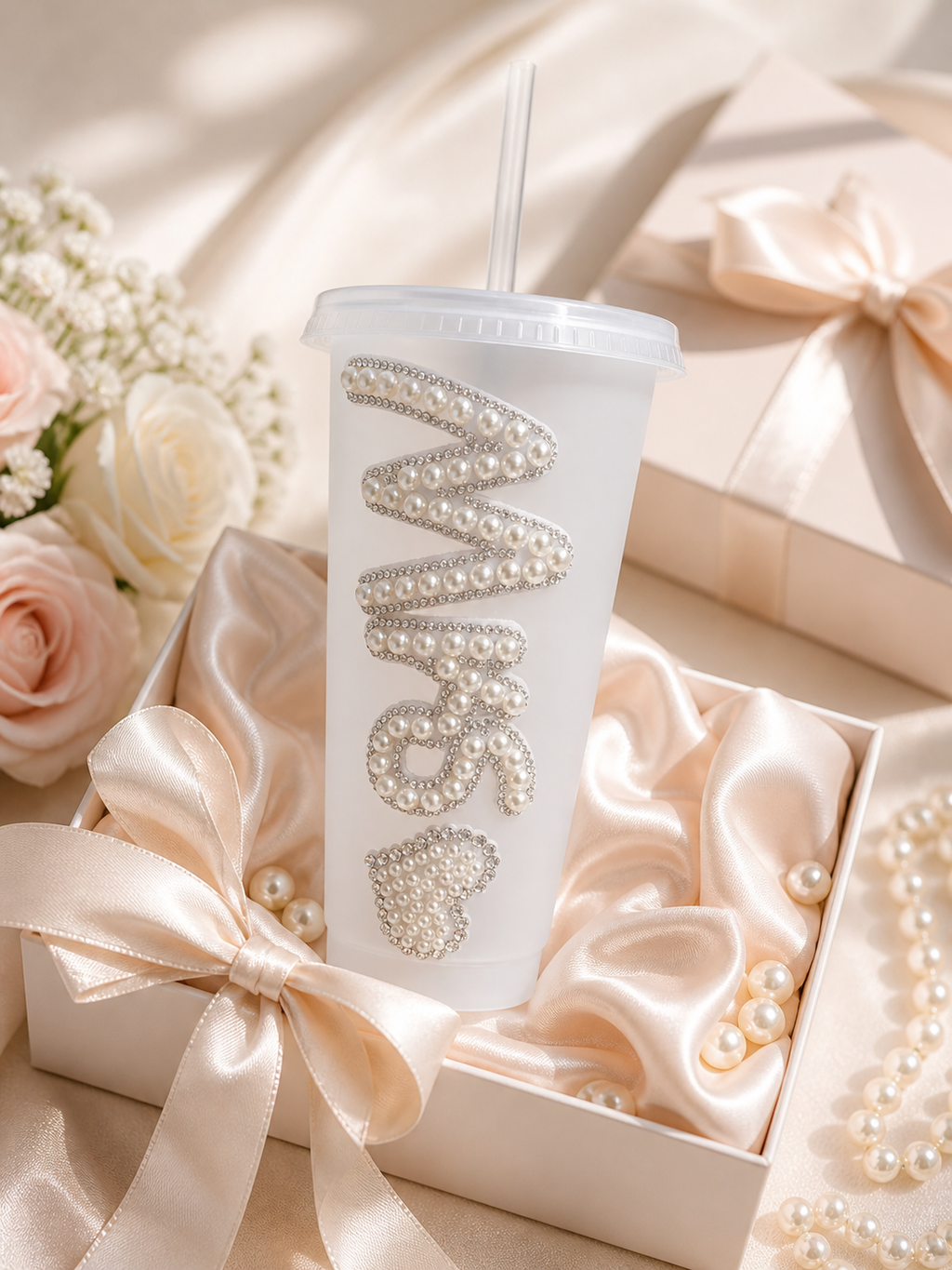 Personalised Mrs Frosted Tumbler Cup – Luxury Bridal Wedding Cup