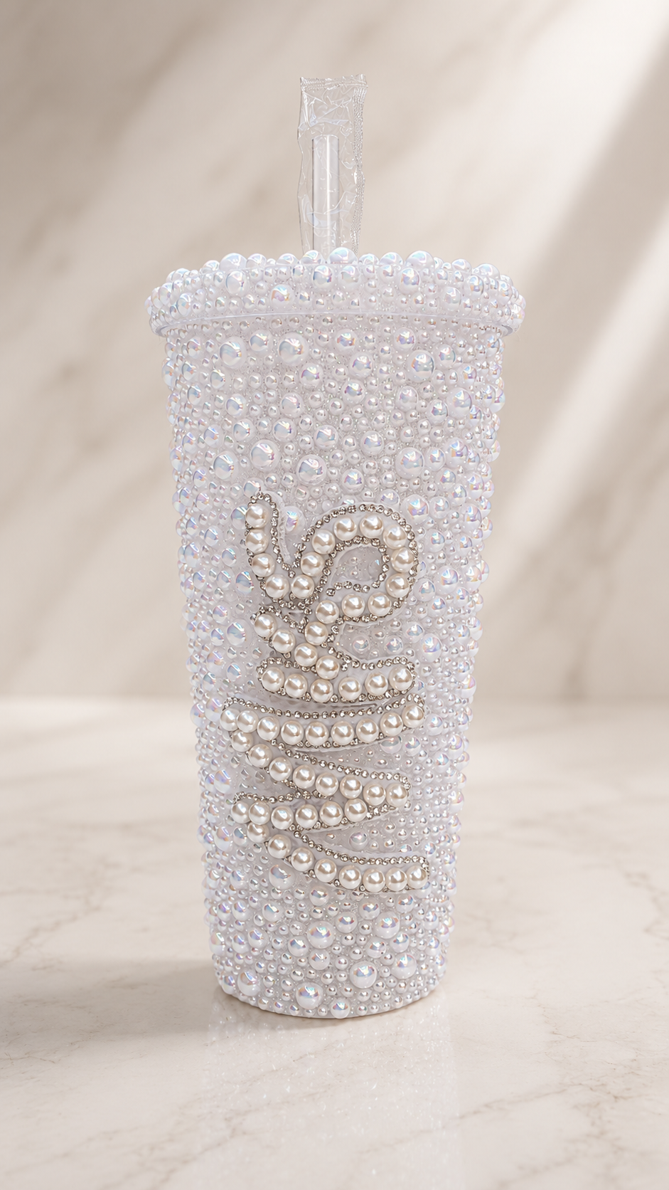 Personalised Mrs Pearl Tumbler Cup – Luxury Bridal Gift & Wedding Keepsake