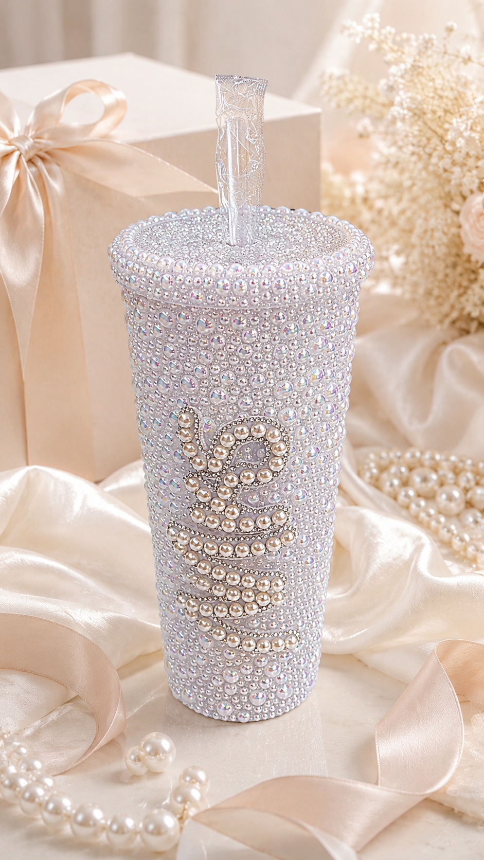 Personalised Mrs Pearl Tumbler Cup – Luxury Bridal Gift & Wedding Keepsake