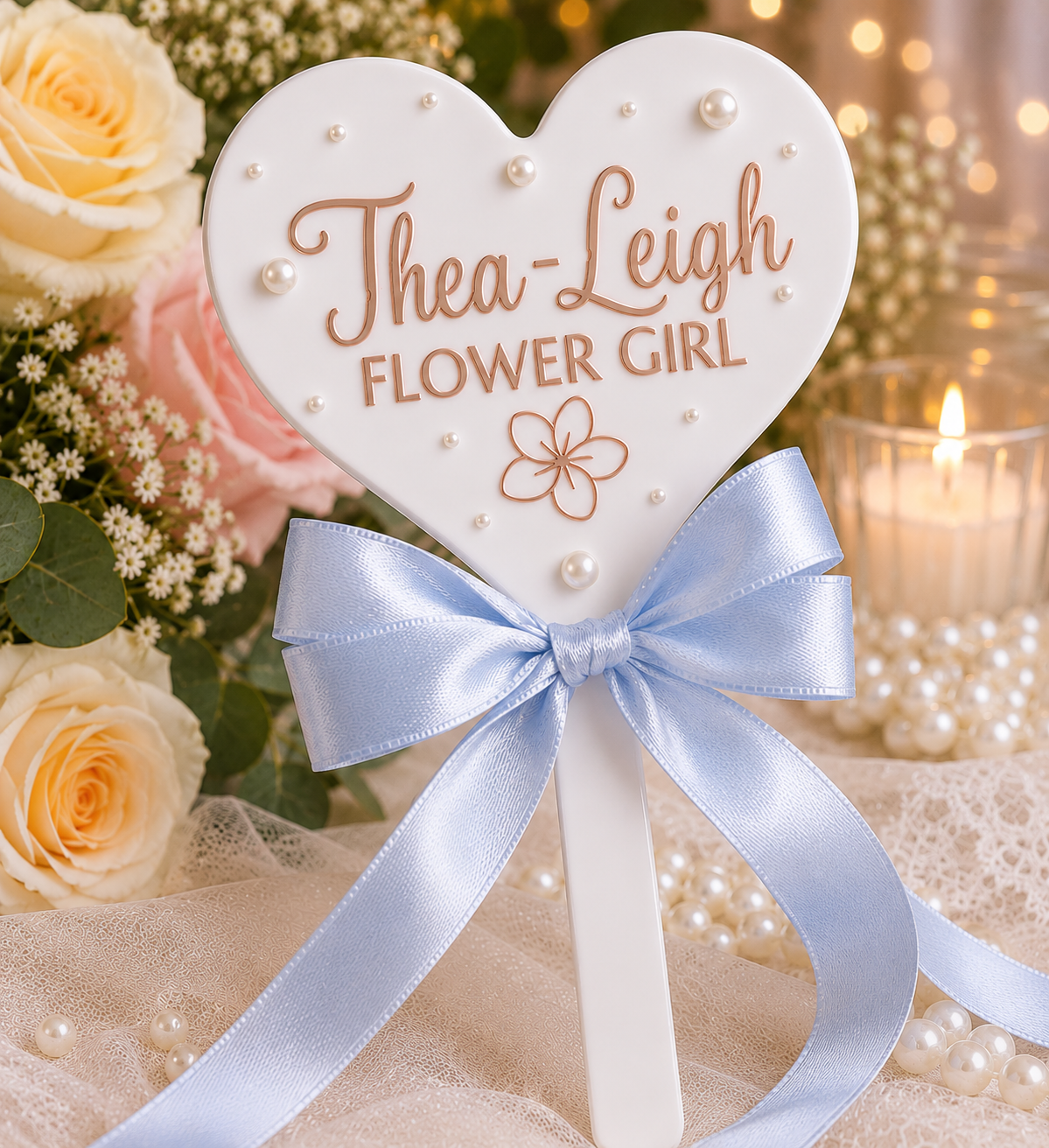 Personalised Flower Girl Heart Wand – Custom Wedding Wand Gift | Pre-Order