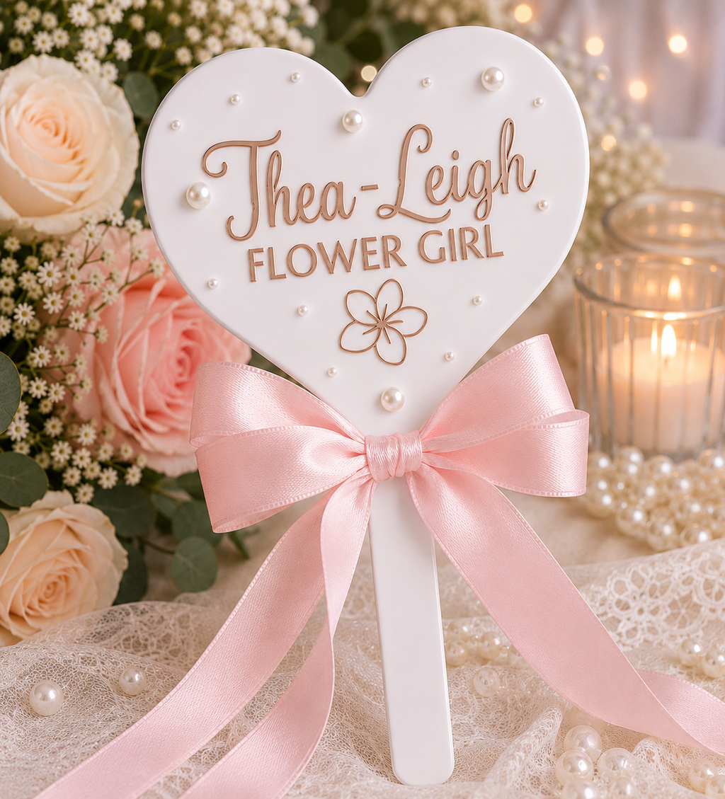 Personalised Flower Girl Heart Wand – Custom Wedding Wand Gift | Pre-Order