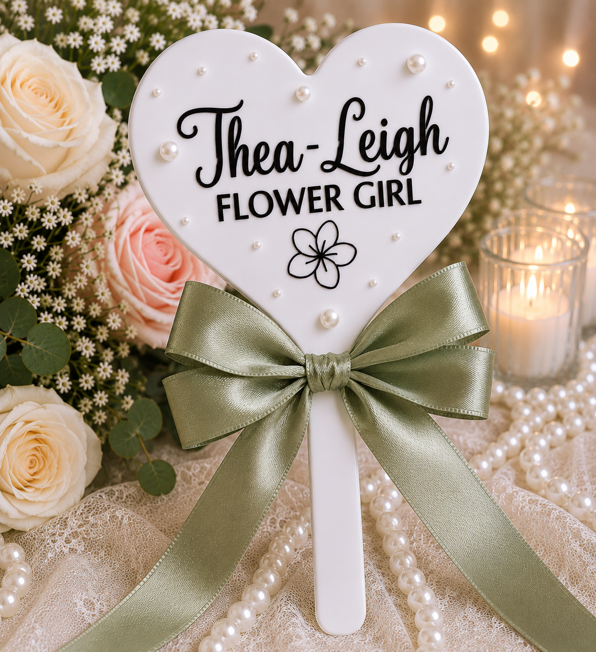 Personalised Flower Girl Heart Wand – Custom Wedding Wand Gift | Pre-Order