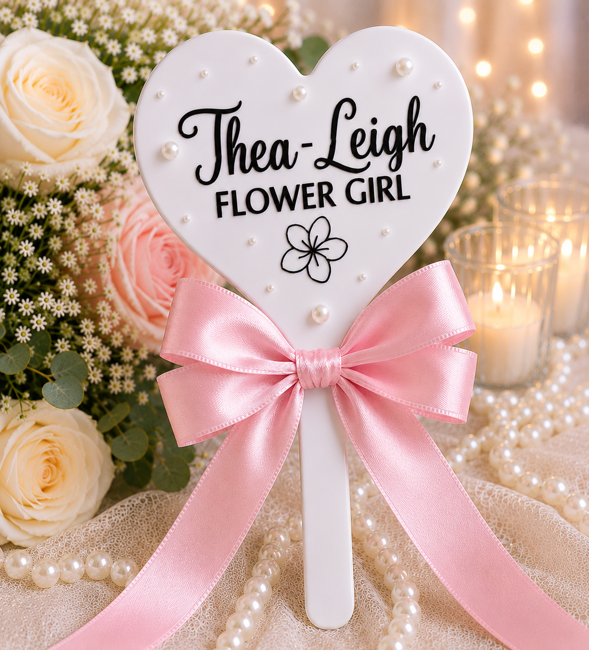 Personalised Flower Girl Heart Wand – Custom Wedding Wand Gift | Pre-Order