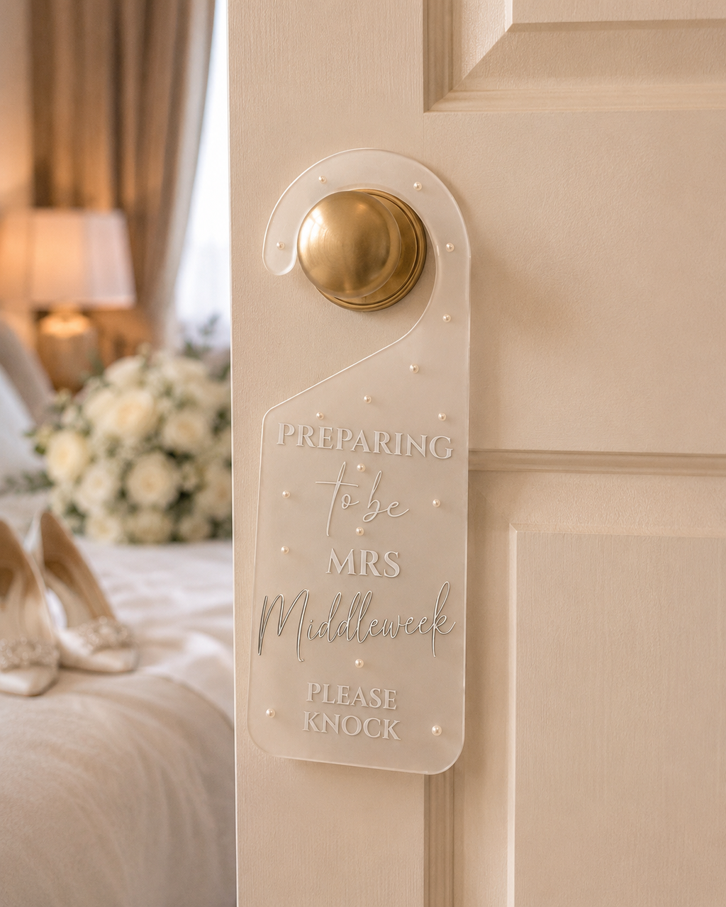 Personalised Bridal Door Hanger – Preparing To Be Mrs Wedding Door Sign | Pre-Order