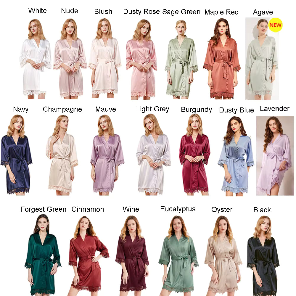 Personalised Bridal Party Satin Robes – Bride & Bridesmaid Wedding Robes | Pre-Order