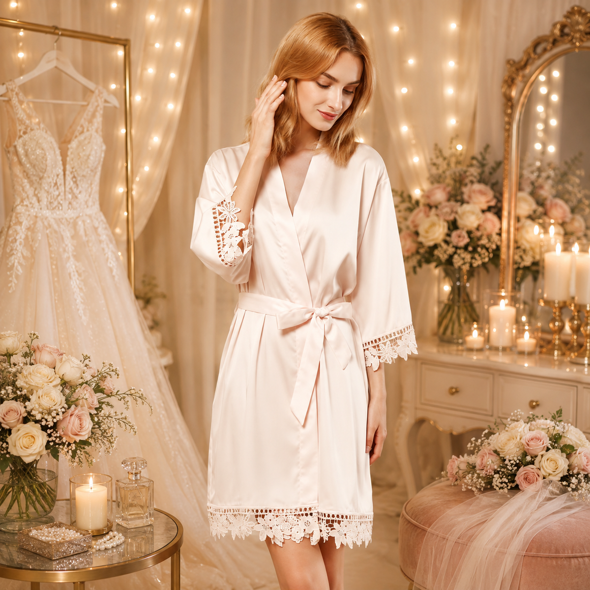 Personalised Bridal Party Satin Robes – Bride & Bridesmaid Wedding Robes | Pre-Order