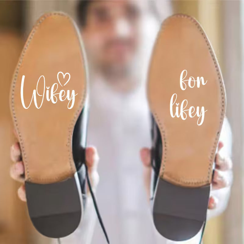 Hubby & Wifey Wedding Shoe Decals – Personalised Bridal Shoe Stickers