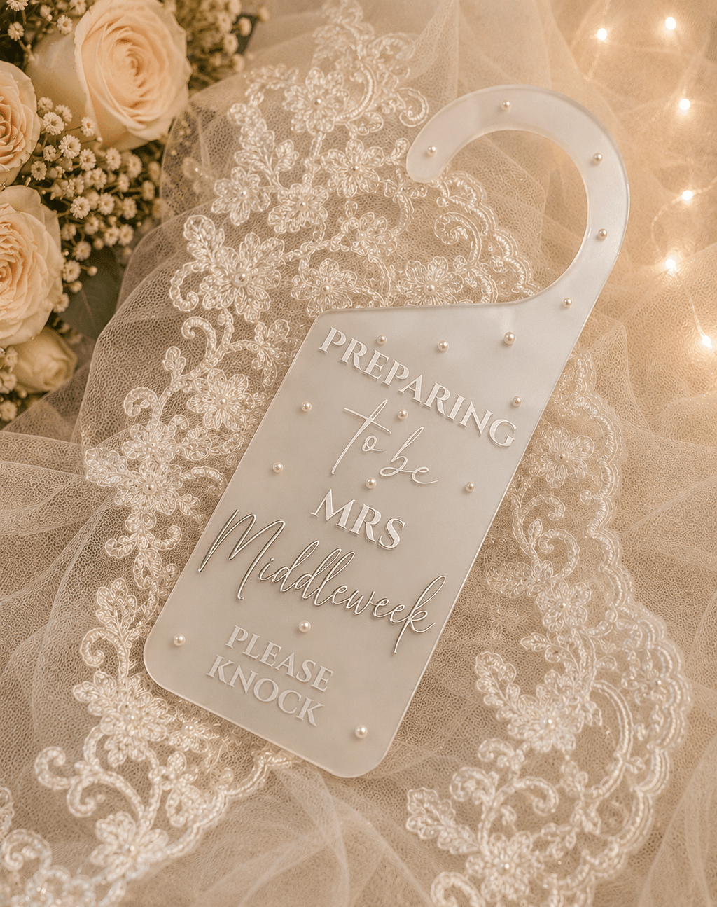 Personalised Bridal Door Hanger – Preparing To Be Mrs Wedding Door Sign | Pre-Order - Bespoke Bridal Co