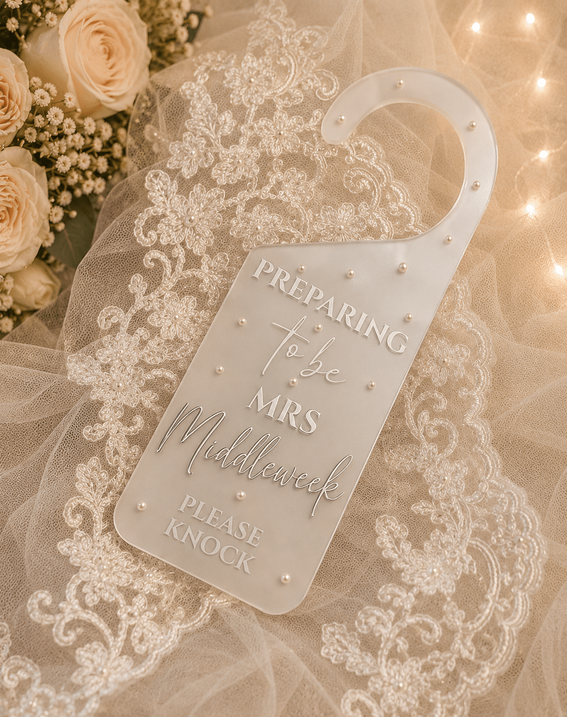 Personalised Bridal Door Hanger – Preparing To Be Mrs Wedding Door Sign | Pre-Order - Bespoke Bridal Co