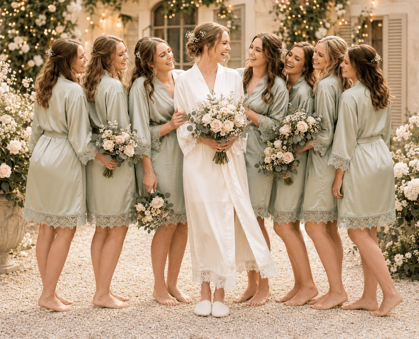 Personalised Bridal Party Satin Robes – Bride & Bridesmaid Wedding Robes | Pre-Order - Bespoke Bridal Co