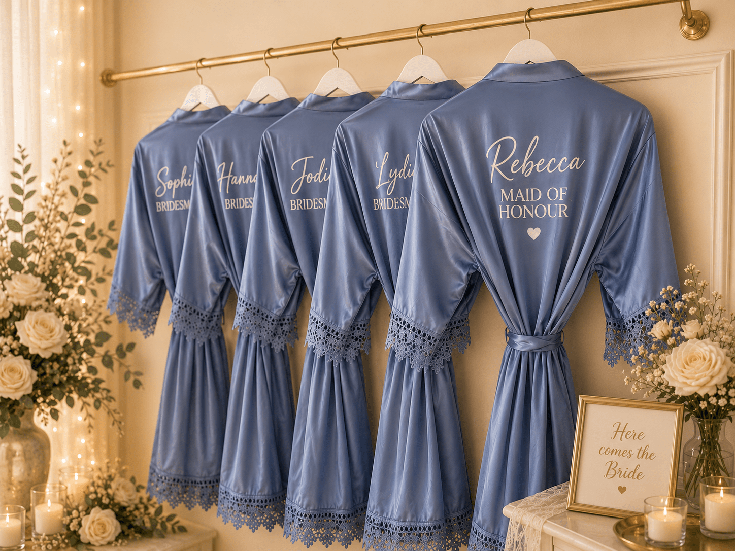 Personalised Bridal Party Satin Robes – Bride & Bridesmaid Wedding Robes | Pre-Order - Bespoke Bridal Co