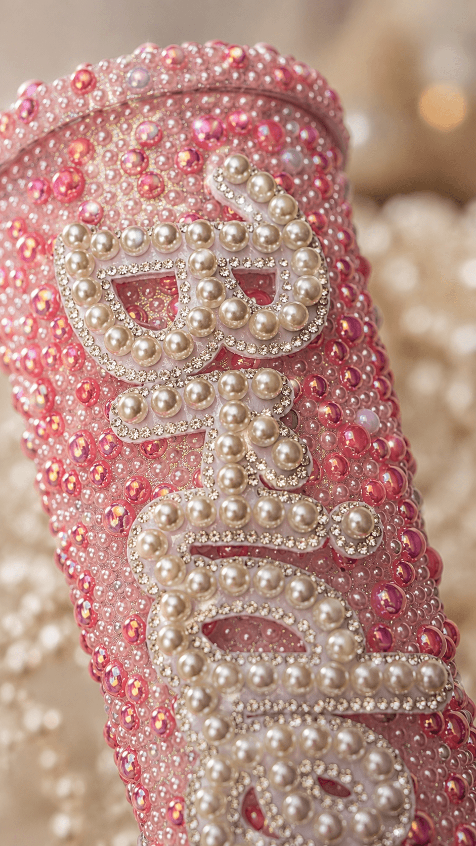 Personalised Bride Deep Pink Pearl Tumbler Cup – Luxury Bridal Gift - Bespoke Bridal Co