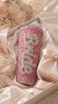 Personalised Bride Deep Pink Pearl Tumbler Cup – Luxury Bridal Gift - Bespoke Bridal Co