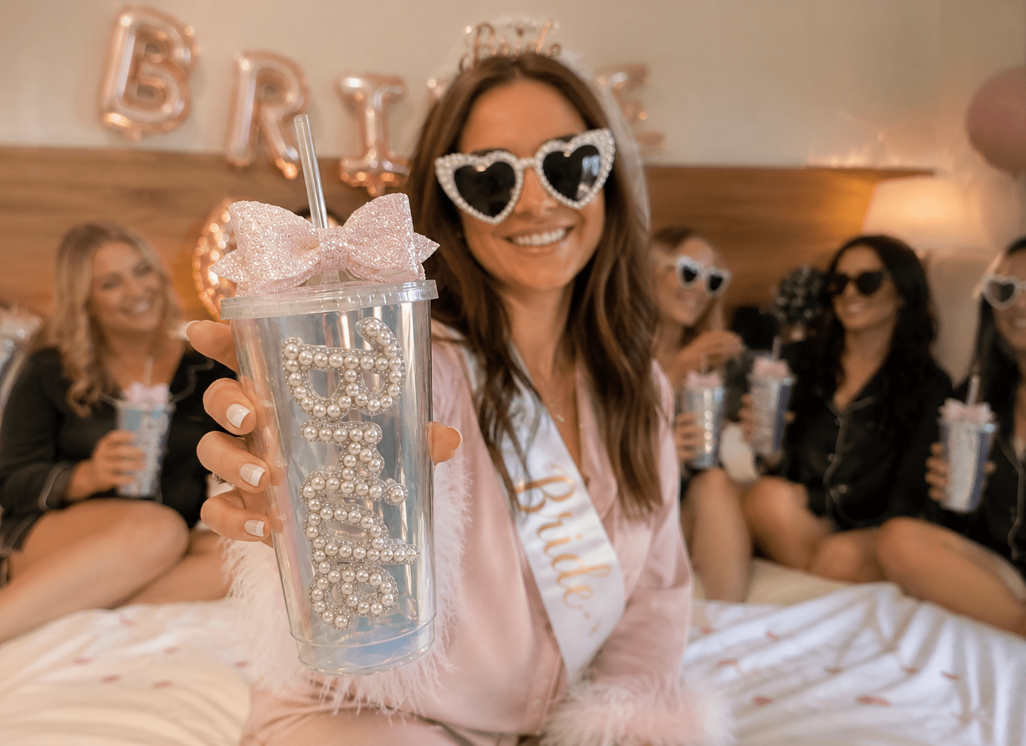 Personalised Bride Iridescent Pearl Tumbler Cup – Luxury Bridal Gift | Pre-Order - Bespoke Bridal Co