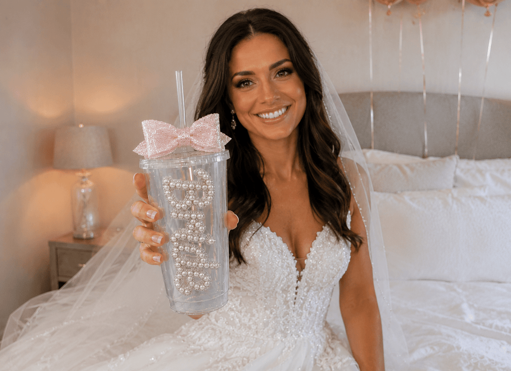 Personalised Bride Iridescent Pearl Tumbler Cup – Luxury Bridal Gift | Pre-Order - Bespoke Bridal Co