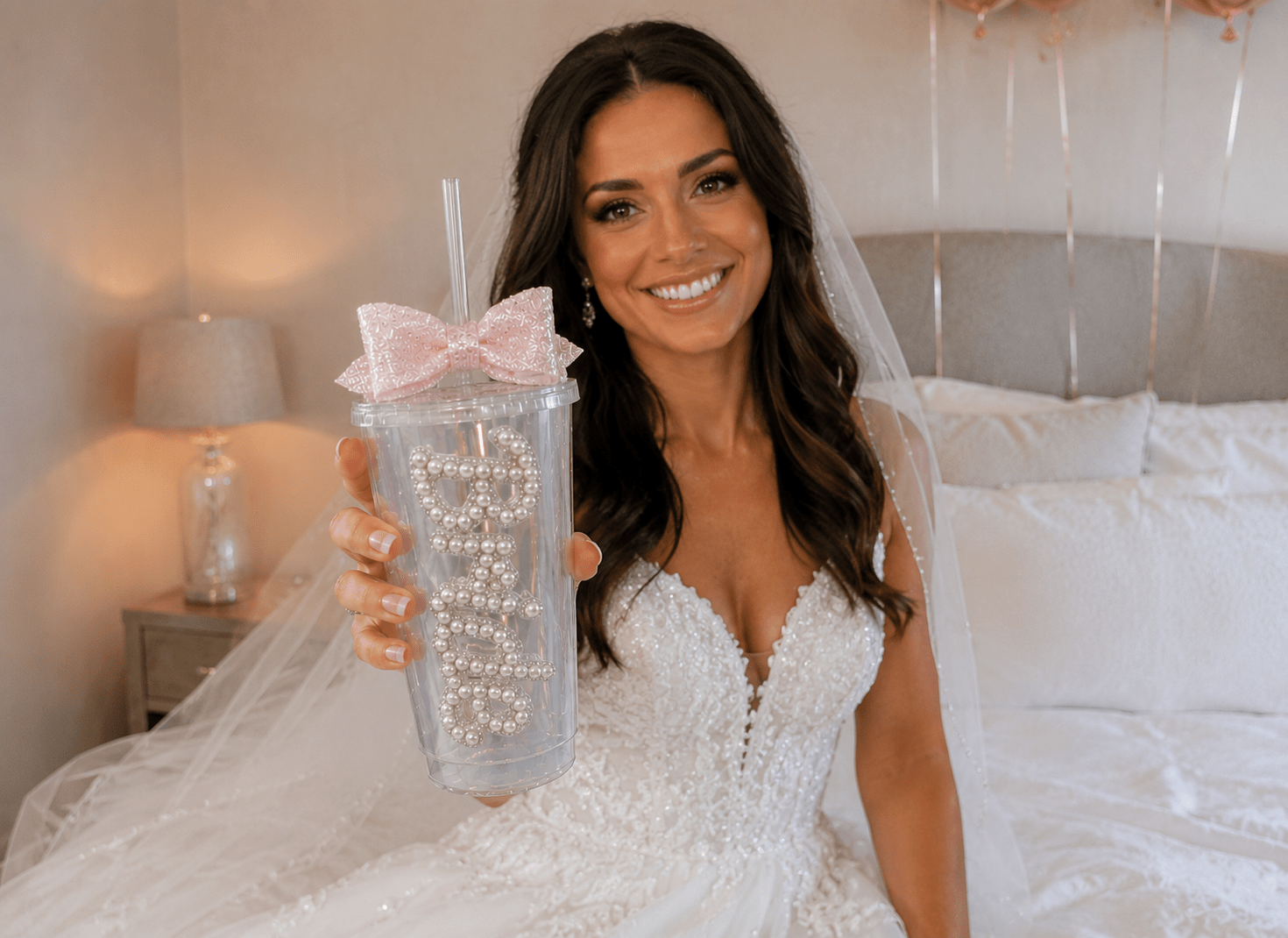 Personalised Bride Iridescent Pearl Tumbler Cup – Luxury Bridal Gift | Pre-Order - Bespoke Bridal Co