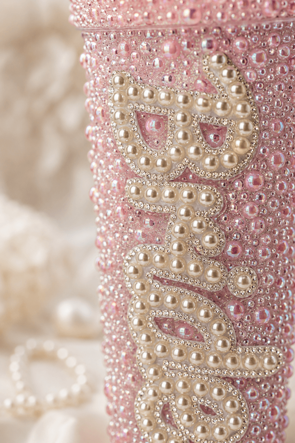 Personalised Bride Light Pink Pearl Tumbler Cup – Luxury Bridal Gift | Pre-Order - Bespoke Bridal Co