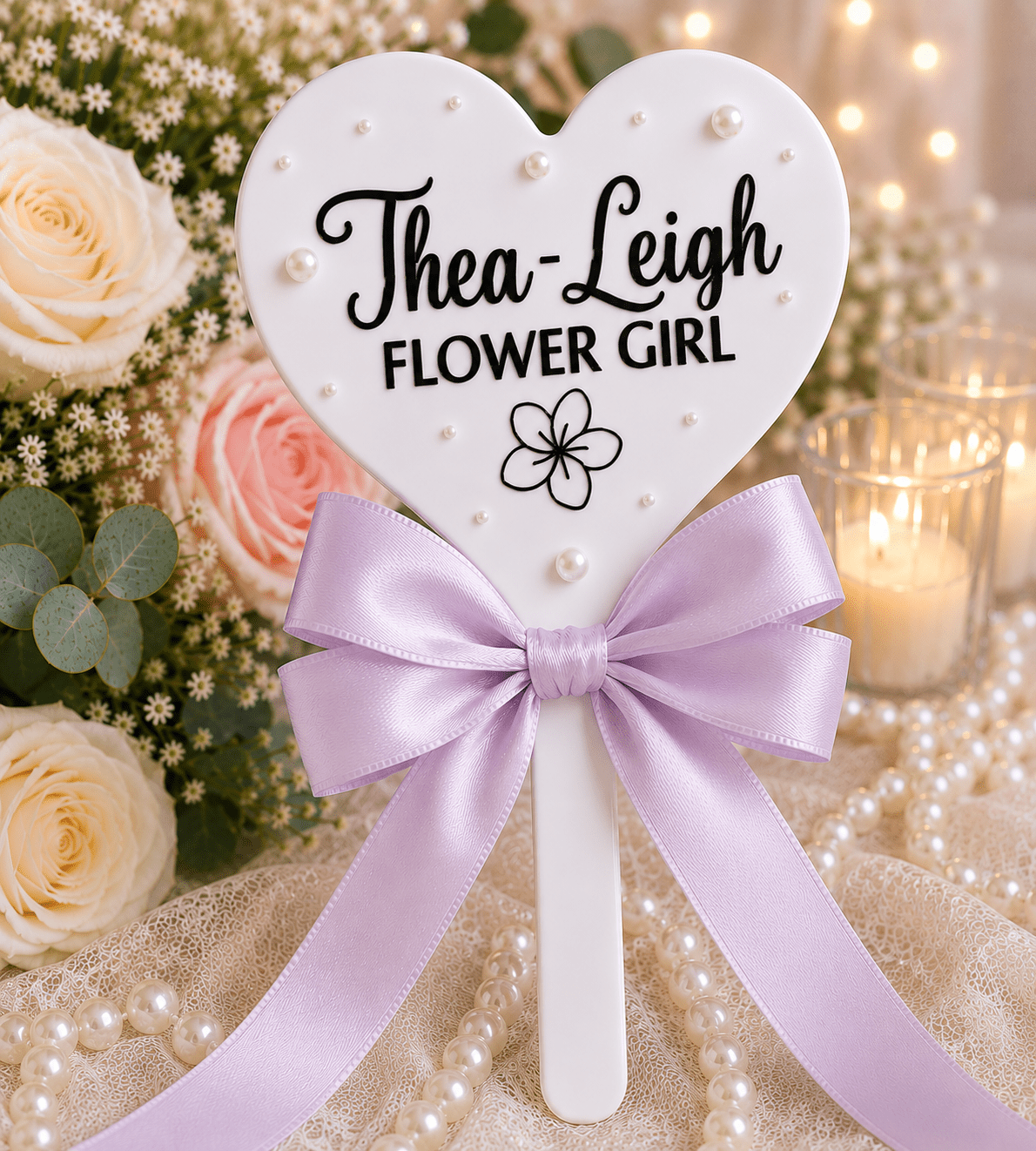 Personalised Flower Girl Heart Wand – Custom Wedding Wand Gift | Pre-Order - Bespoke Bridal Co