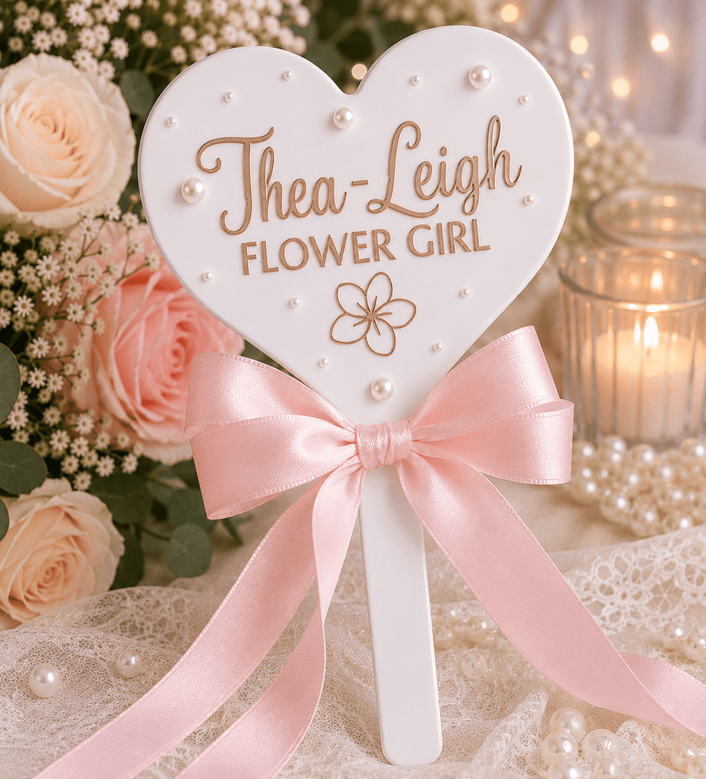 Personalised Flower Girl Heart Wand – Custom Wedding Wand Gift | Pre-Order - Bespoke Bridal Co