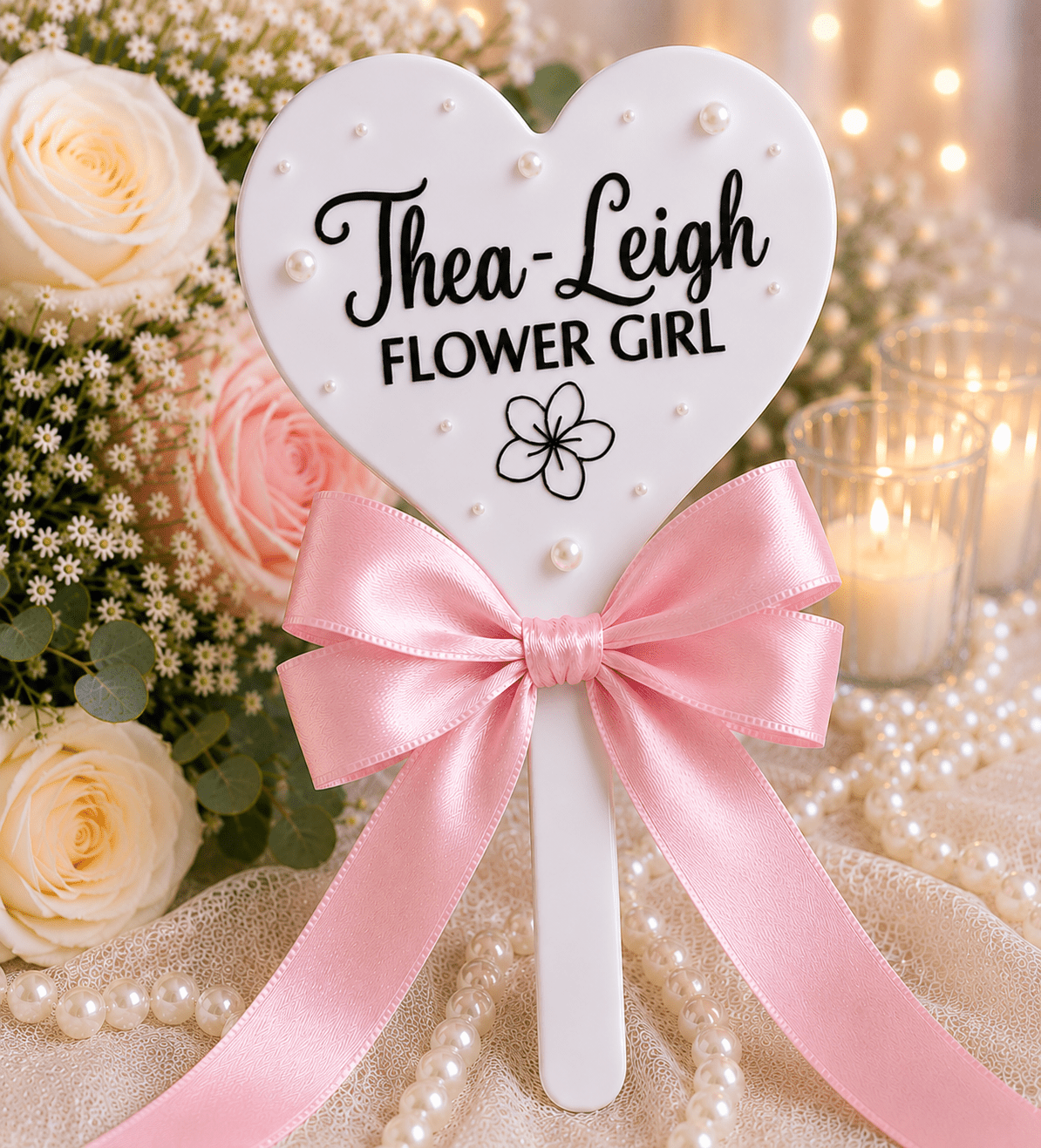 Personalised Flower Girl Heart Wand – Custom Wedding Wand Gift | Pre-Order - Bespoke Bridal Co