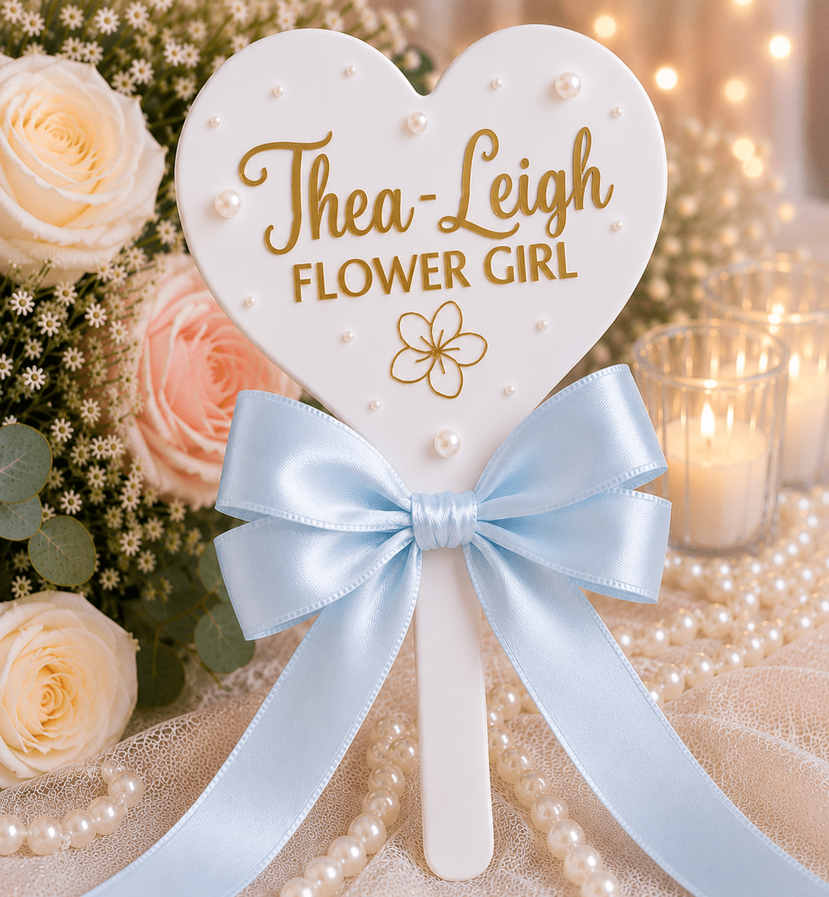 Personalised Flower Girl Heart Wand – Custom Wedding Wand Gift | Pre-Order - Bespoke Bridal Co