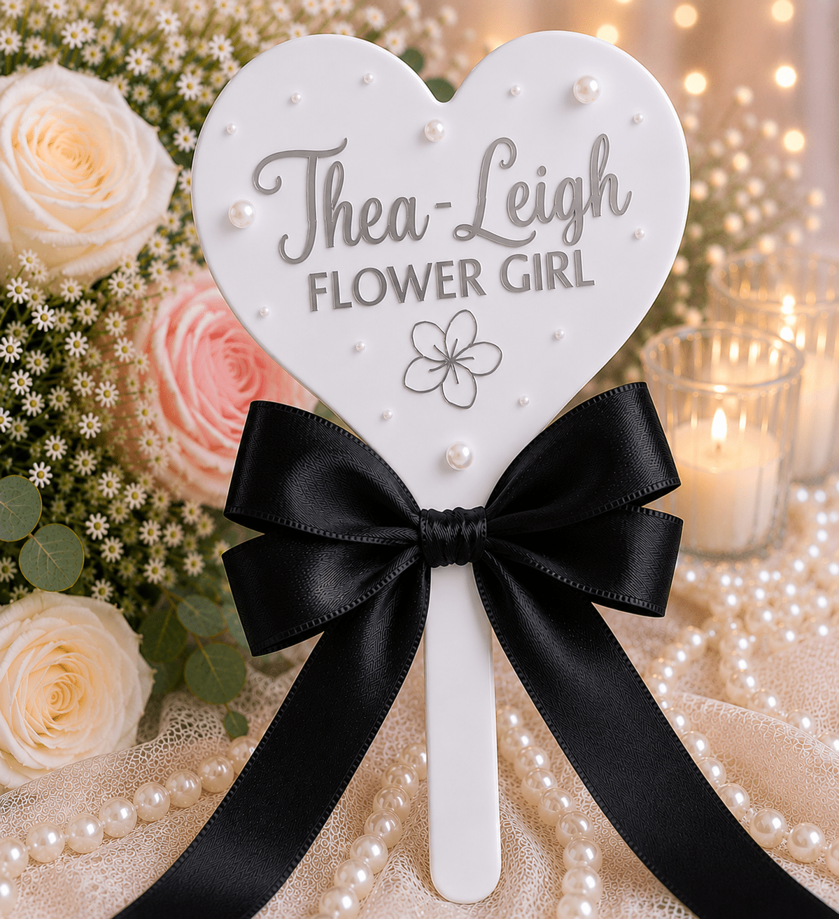 Personalised Flower Girl Heart Wand – Custom Wedding Wand Gift | Pre-Order - Bespoke Bridal Co