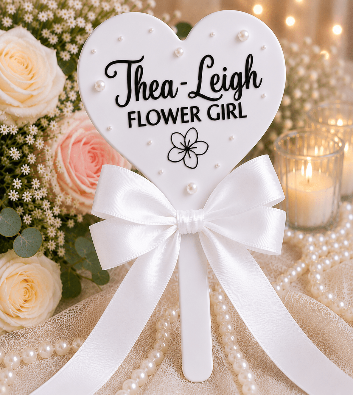 Personalised Flower Girl Heart Wand – Custom Wedding Wand Gift | Pre-Order - Bespoke Bridal Co