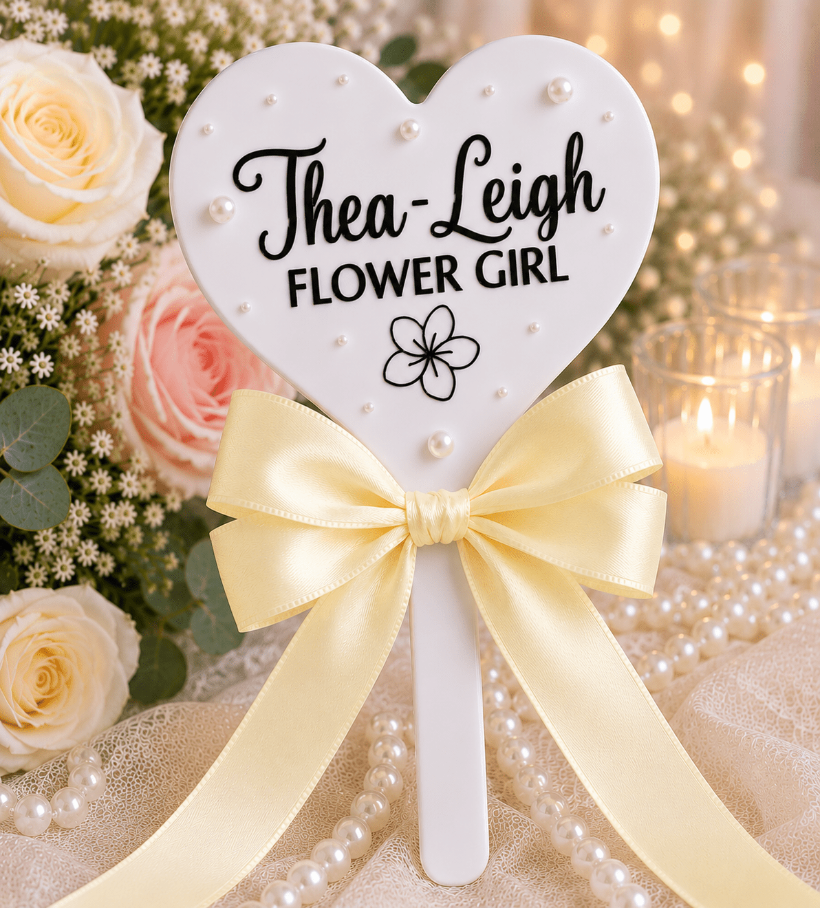 Personalised Flower Girl Heart Wand – Custom Wedding Wand Gift | Pre-Order - Bespoke Bridal Co