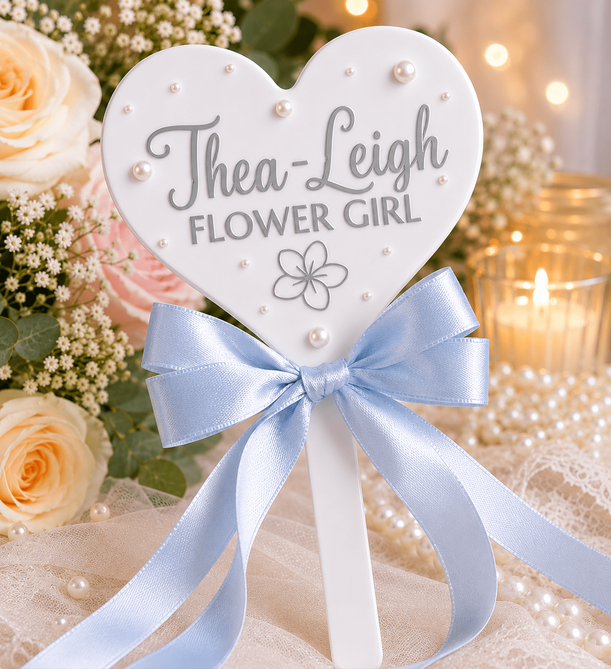 Personalised Flower Girl Heart Wand – Custom Wedding Wand Gift | Pre-Order - Bespoke Bridal Co