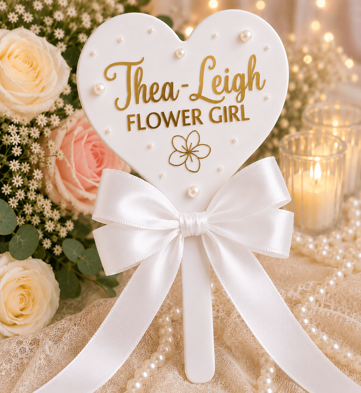 Personalised Flower Girl Heart Wand – Custom Wedding Wand Gift | Pre-Order - Bespoke Bridal Co