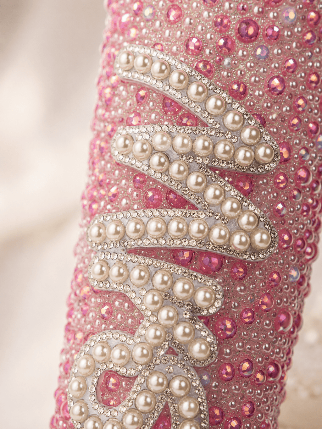 Personalised Mrs Deep Pink Pearl Tumbler Cup – Luxury Bridal Cup - Bespoke Bridal Co