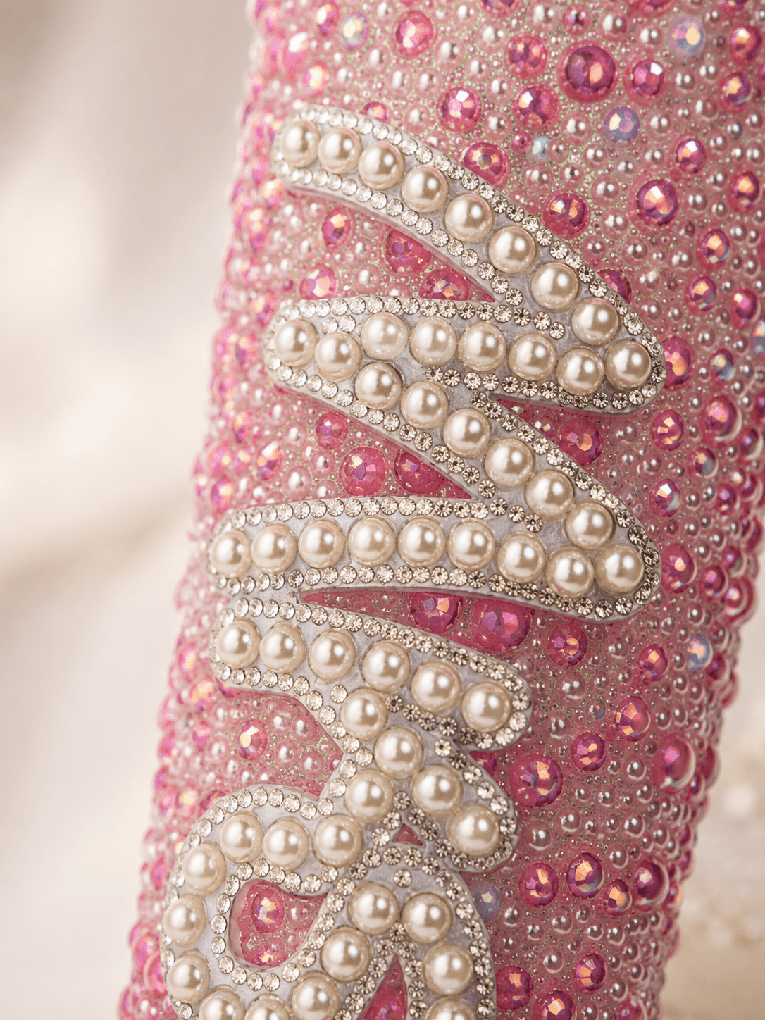 Personalised Mrs Deep Pink Pearl Tumbler Cup – Luxury Bridal Cup - Bespoke Bridal Co
