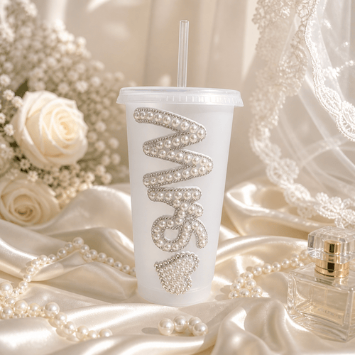 Personalised Mrs Frosted Tumbler Cup – Luxury Bridal Wedding Cup - Bespoke Bridal Co