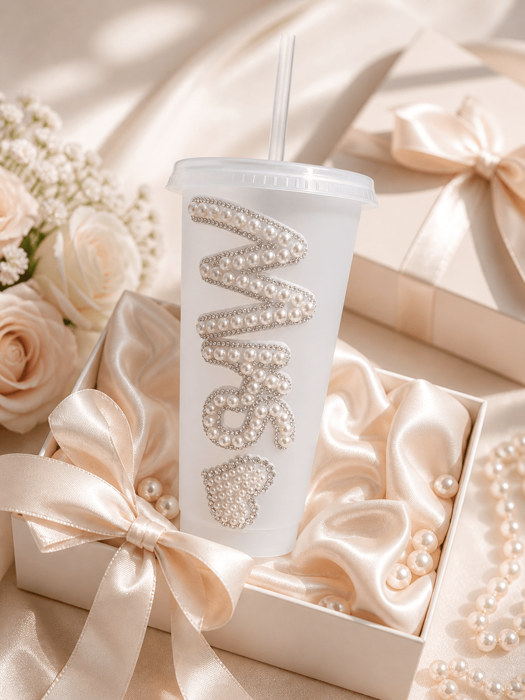 Personalised Mrs Frosted Tumbler Cup – Luxury Bridal Wedding Cup - Bespoke Bridal Co