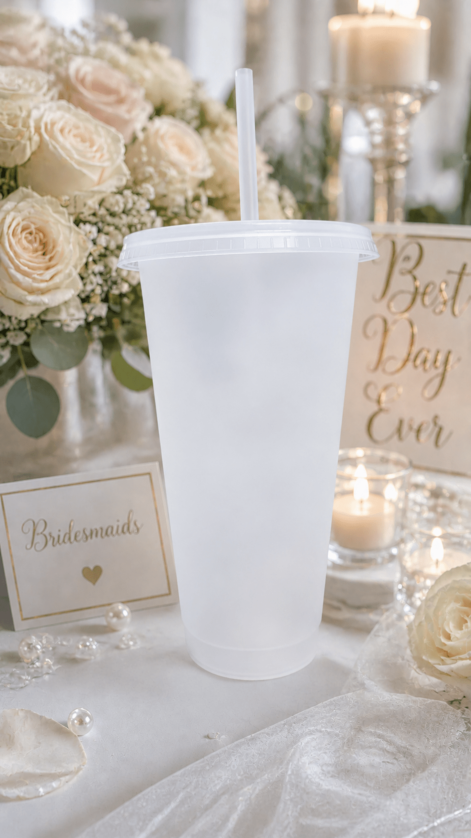 Personalised Mrs Frosted Tumbler Cup – Luxury Bridal Wedding Cup - Bespoke Bridal Co
