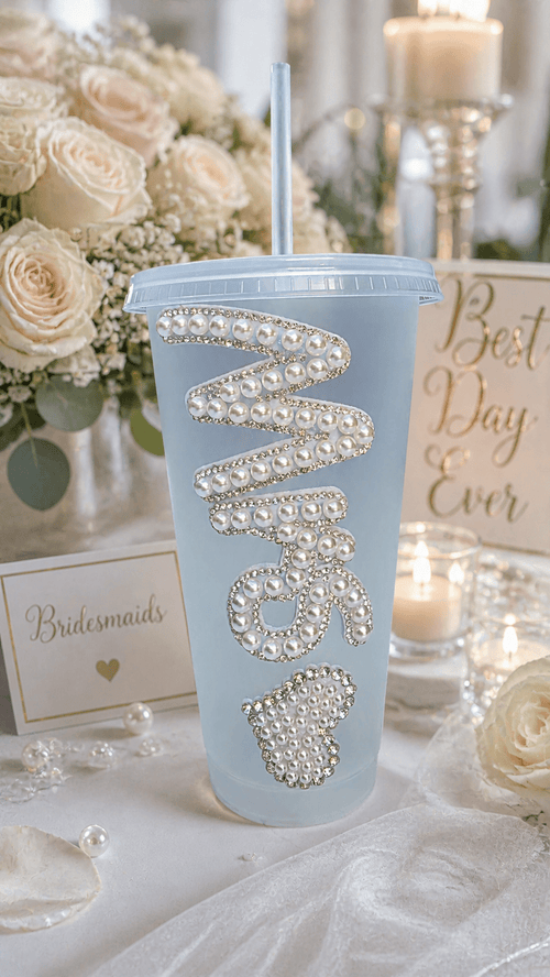 Personalised Mrs Frosted Tumbler Cup – Luxury Bridal Wedding Cup - Bespoke Bridal Co