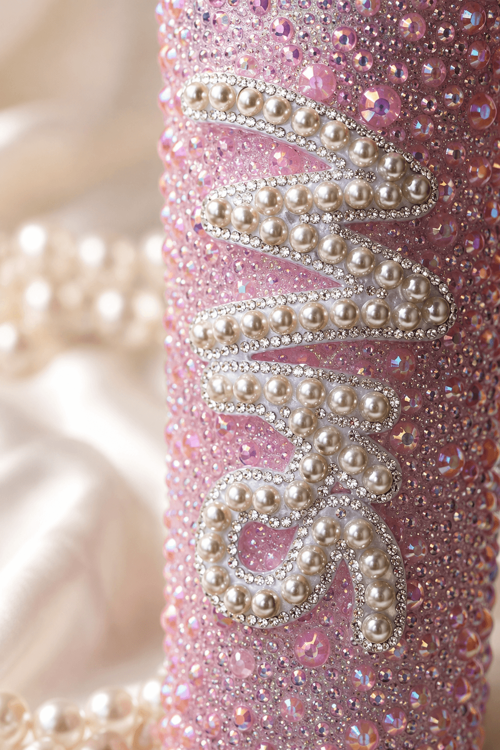 Personalised Mrs Light Pink Pearl Tumbler Cup – Luxury Bridal Gift - Bespoke Bridal Co