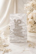 Personalised Mrs Pearl Marble Clutch Bag – Luxury Bridal Wedding Handbag - Bespoke Bridal Co