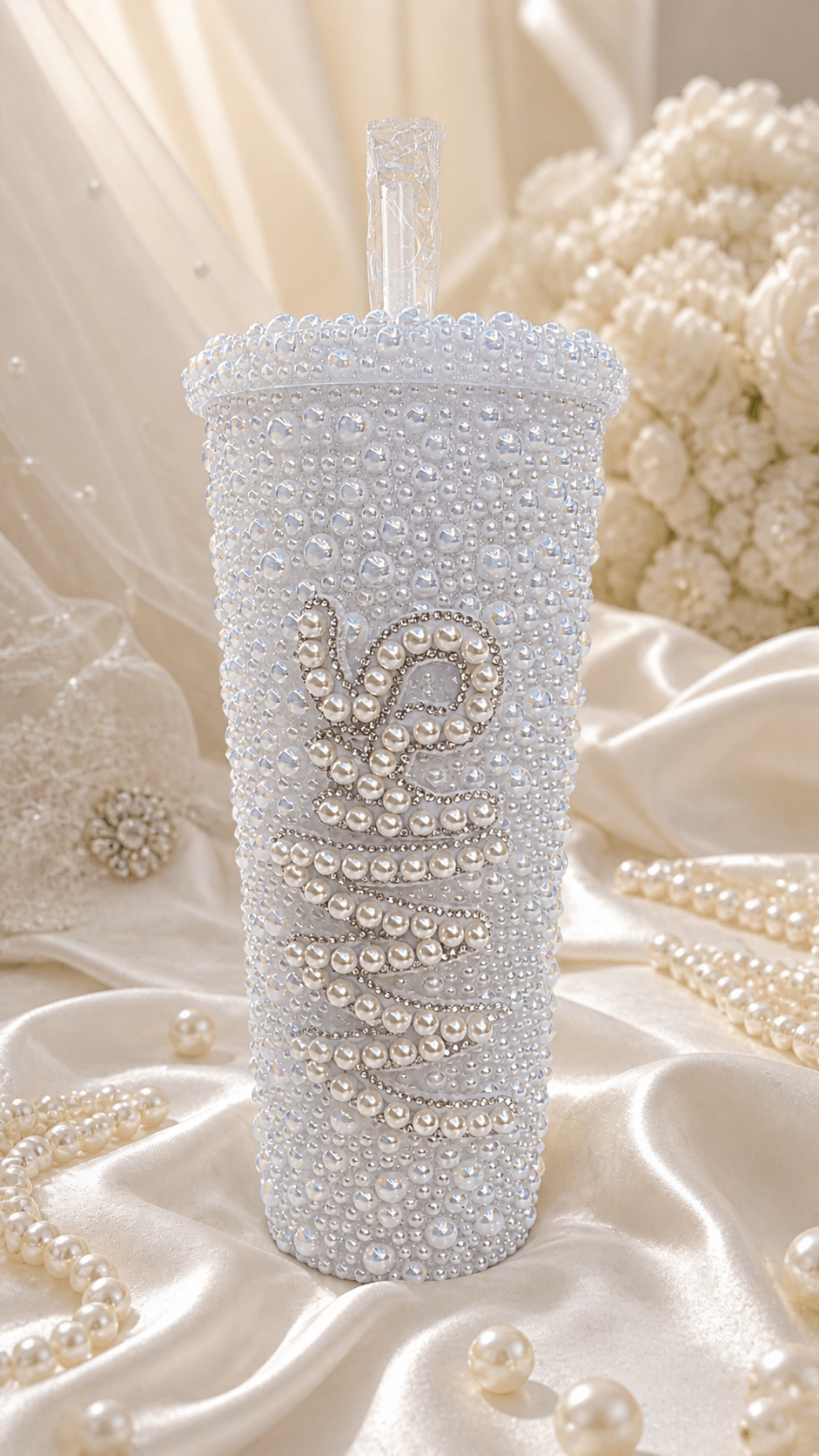 Personalised Mrs Pearl Tumbler Cup – Luxury Bridal Gift & Wedding Keepsake - Bespoke Bridal Co