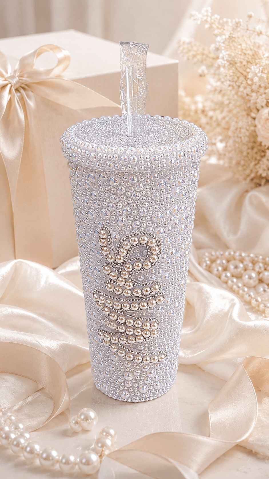 Personalised Mrs Pearl Tumbler Cup – Luxury Bridal Gift & Wedding Keepsake - Bespoke Bridal Co